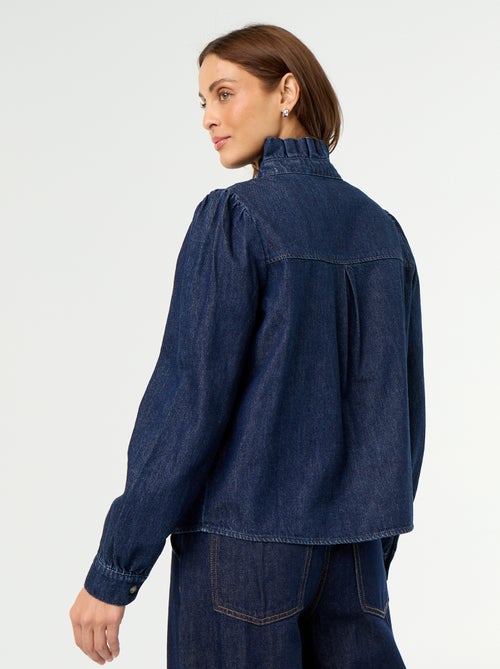 Denim Blouse with Ruffled Collar - Kiabi Denim Blouse with Ruffled Collar - Kiabi