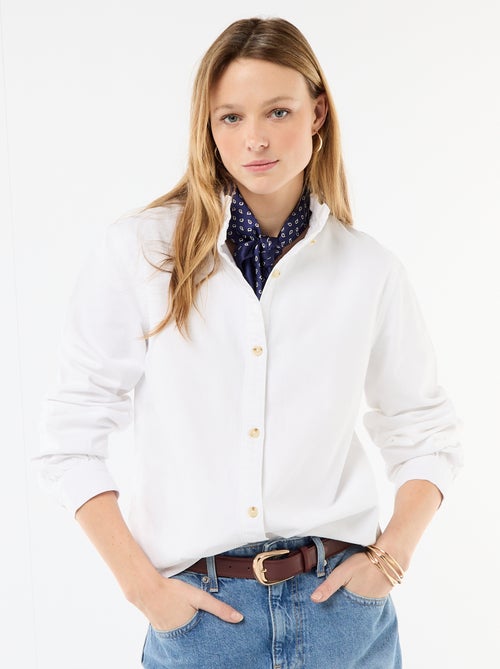 Denim Blouse with Ruffled Collar - Kiabi