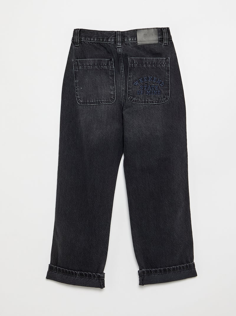 Denim coupe droite à 5 poches Noir - Kiabi