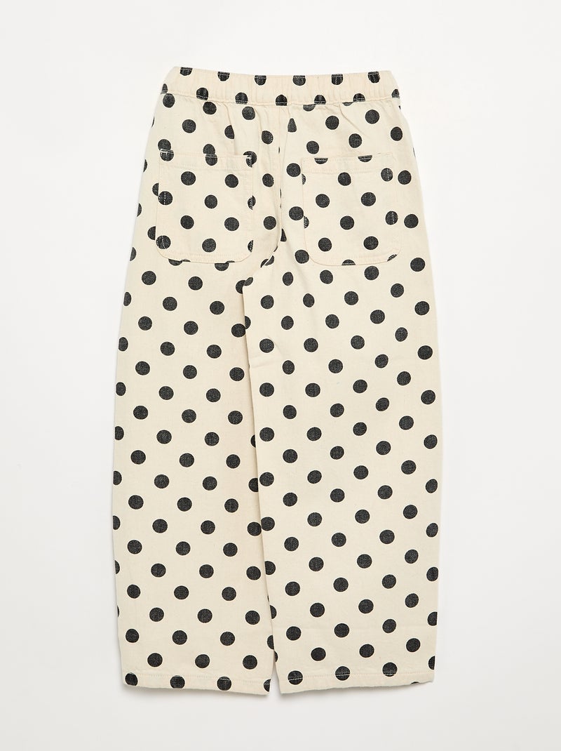 Denim forme barrel imprimé 'pois' Blanc - Kiabi