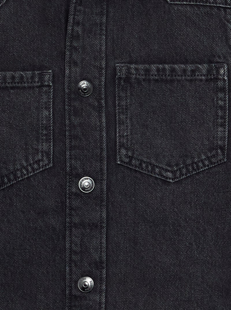 Denim hooded shirt Black - Kiabi