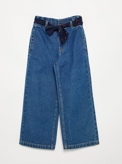 Denim-Hose mit Stoffgürtel - Kiabi