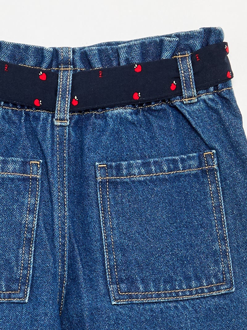 Denim-Hose mit Stoffgürtel Blau - Kiabi