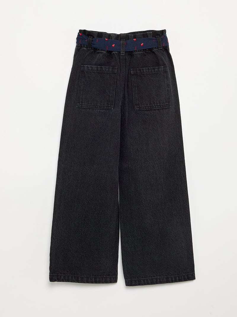 Denim-Hose mit Stoffgürtel Schwarz - Kiabi