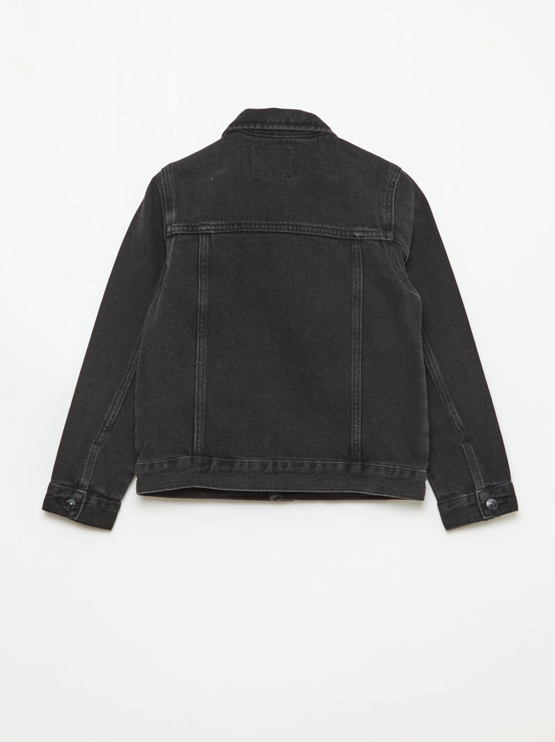 Denim jacket with button fastening Black - Kiabi