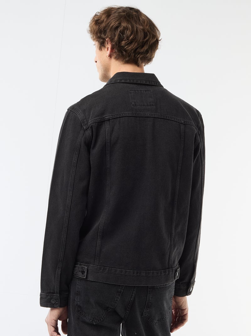 Denim jacket with chest pockets Black - Kiabi