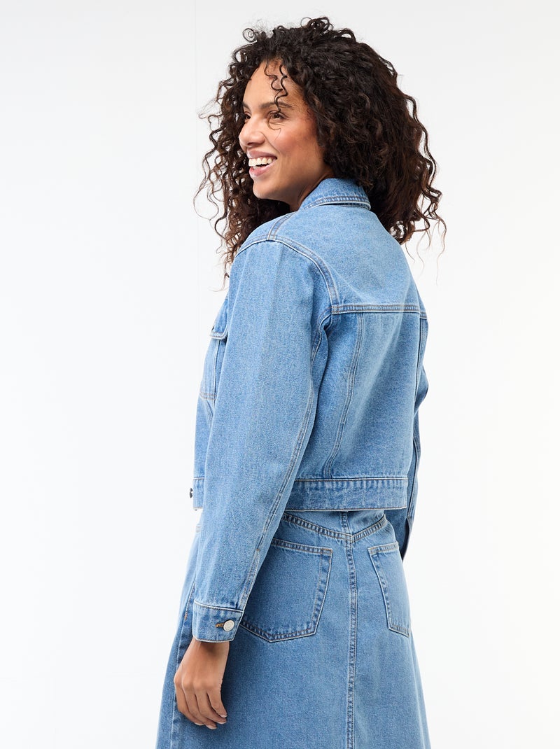 Denim jacket with flap pockets Blue - Kiabi