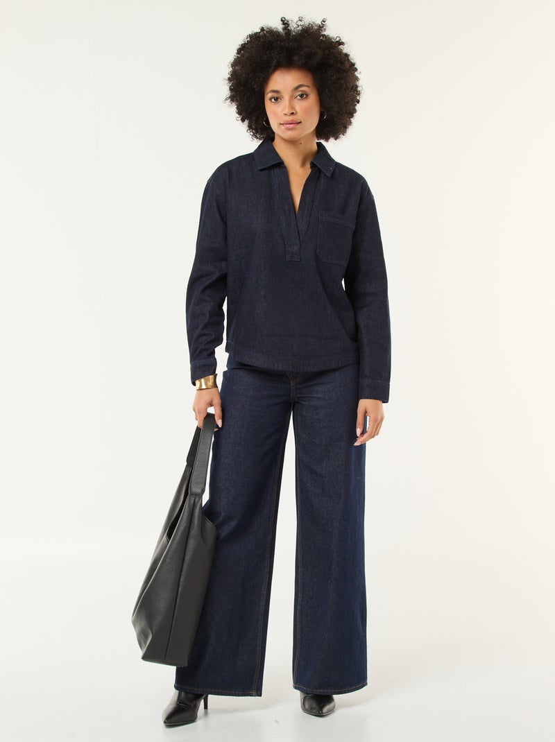 Denim-Langarmhemd Blau - Kiabi