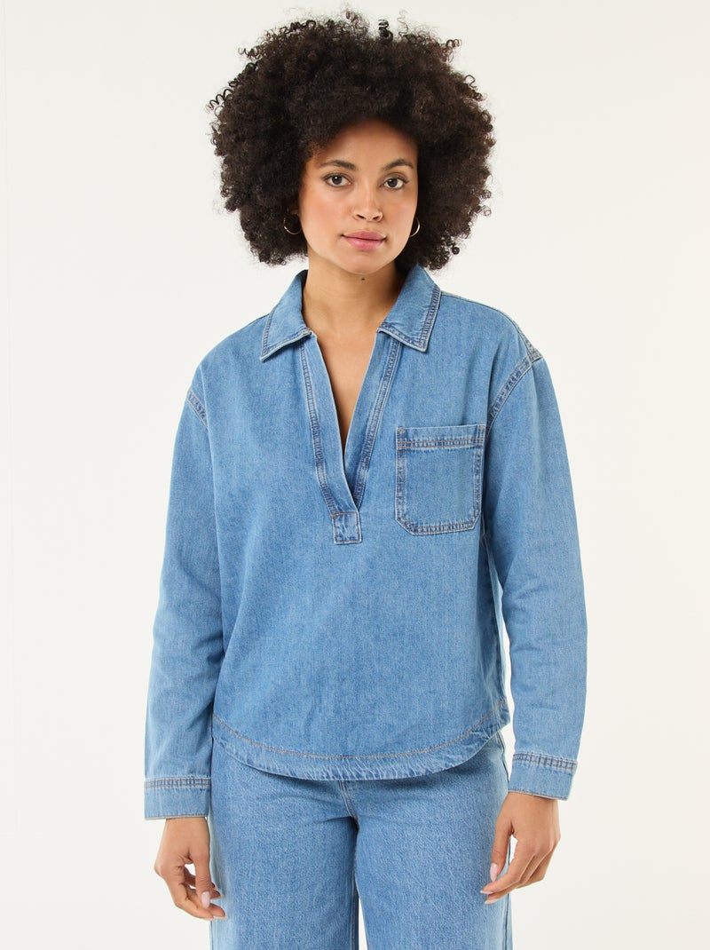 Denim-Langarmhemd Blau - Kiabi