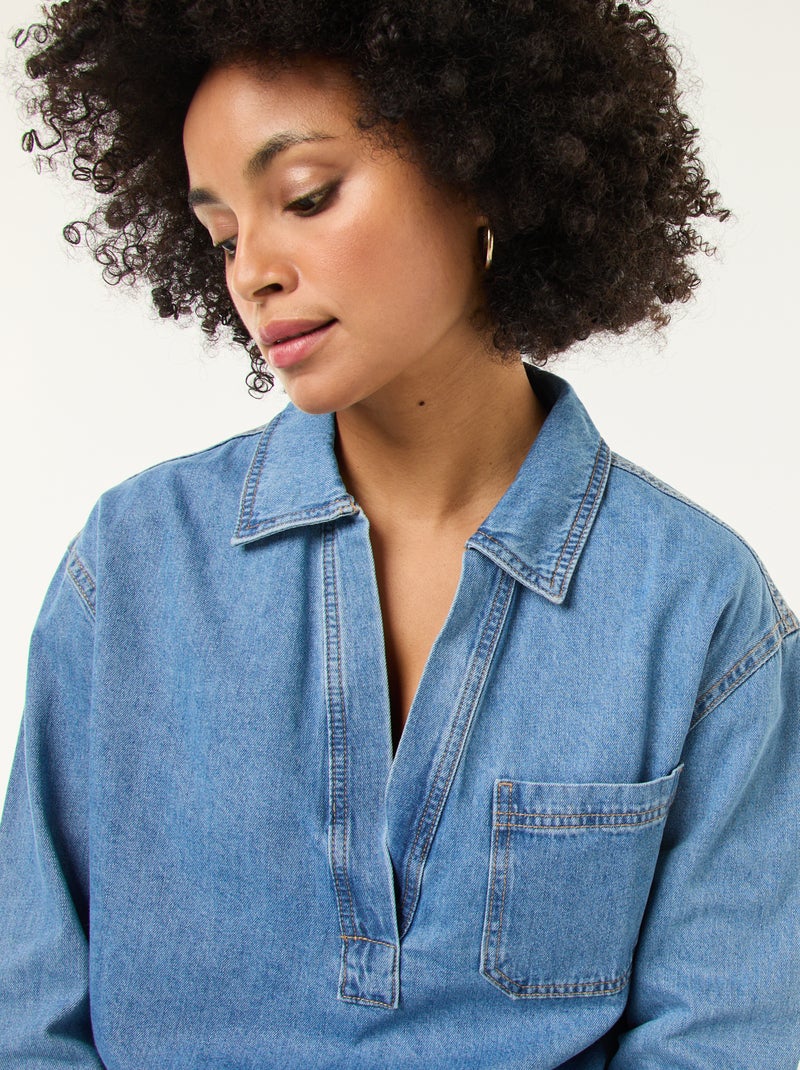 Denim-Langarmhemd Blau - Kiabi