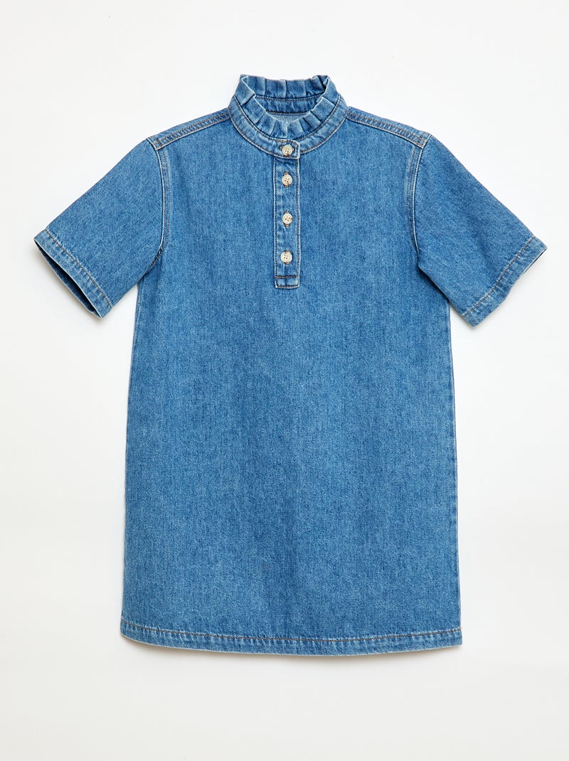 Denim Mao Collar Dress Blue - Kiabi