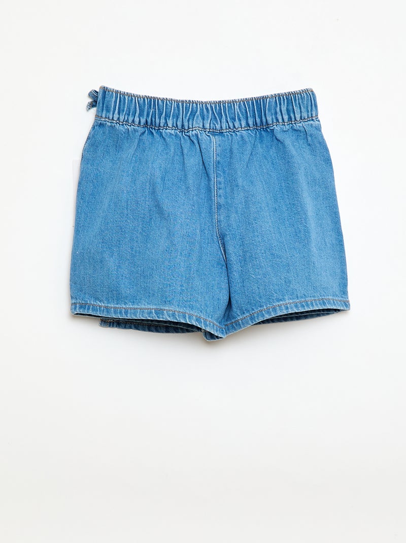 Denim Mini Skort with Tie Details Blue - Kiabi