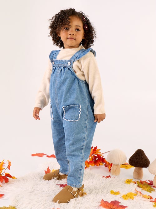 Denim overalls with ruffled straps - Kiabi