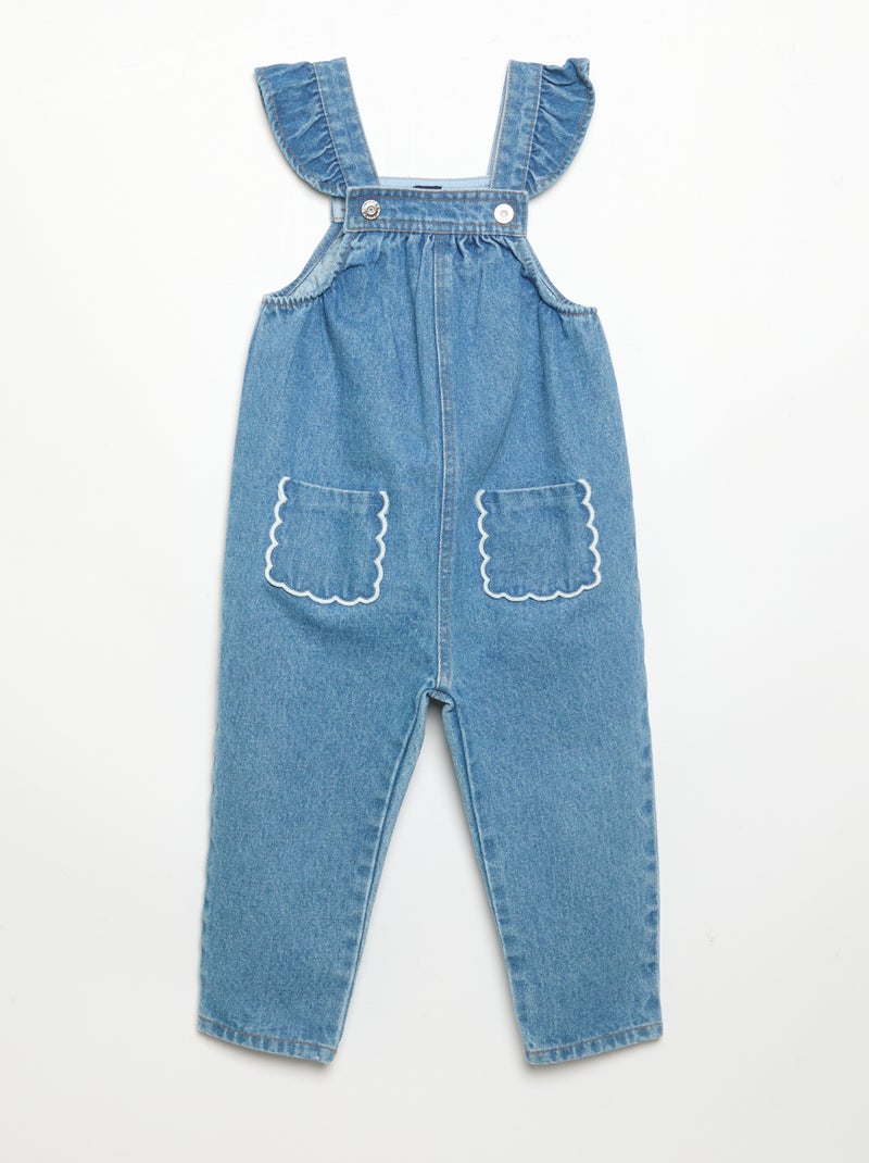 Denim overalls with ruffled straps Blue - Kiabi