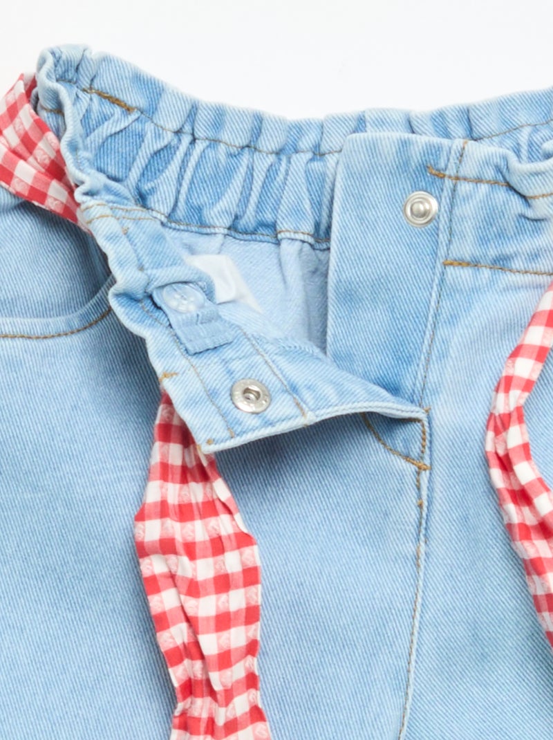 Denim Pants with Tie Belt White - Kiabi