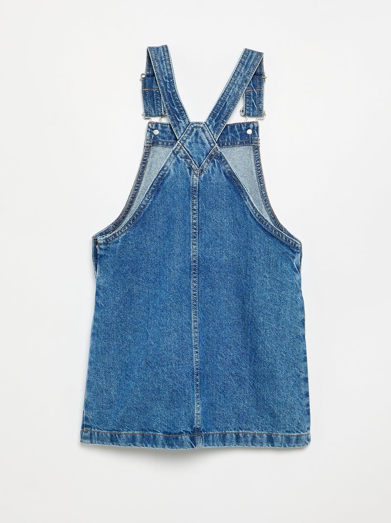 Denim pinafore dress with 2 patch pockets Blue - Kiabi