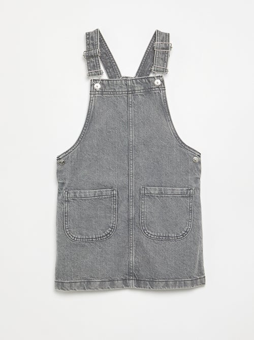 Denim pinafore dress with 2 patch pockets - Kiabi