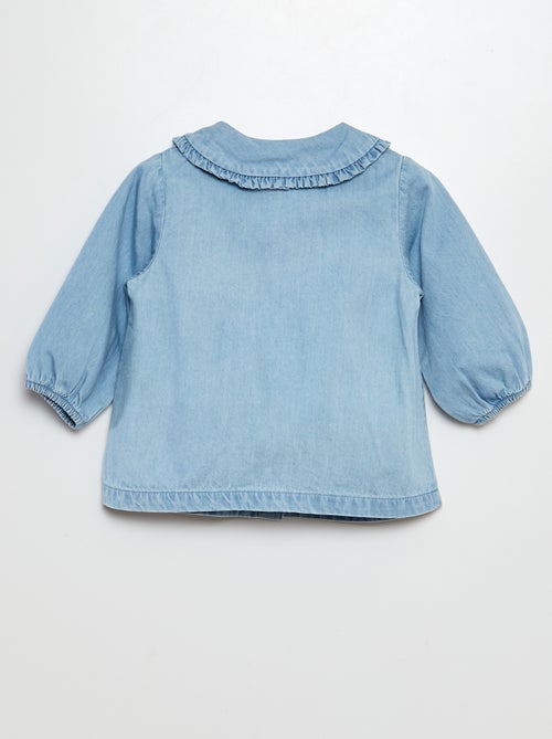Denim shirt with heart embroidery - Kiabi