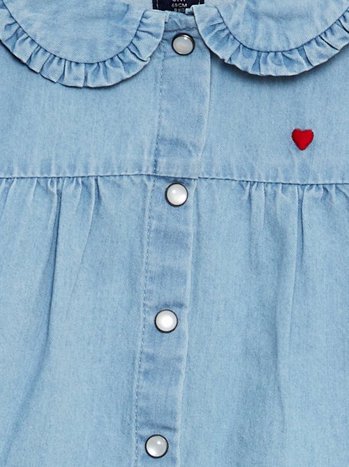 Denim shirt with heart embroidery - Kiabi
