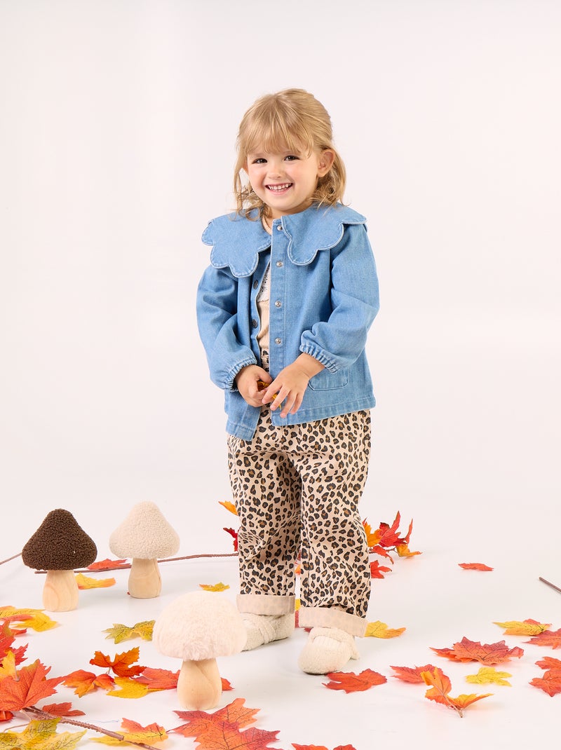 Denim shirt with Peter Pan collar Blue - Kiabi