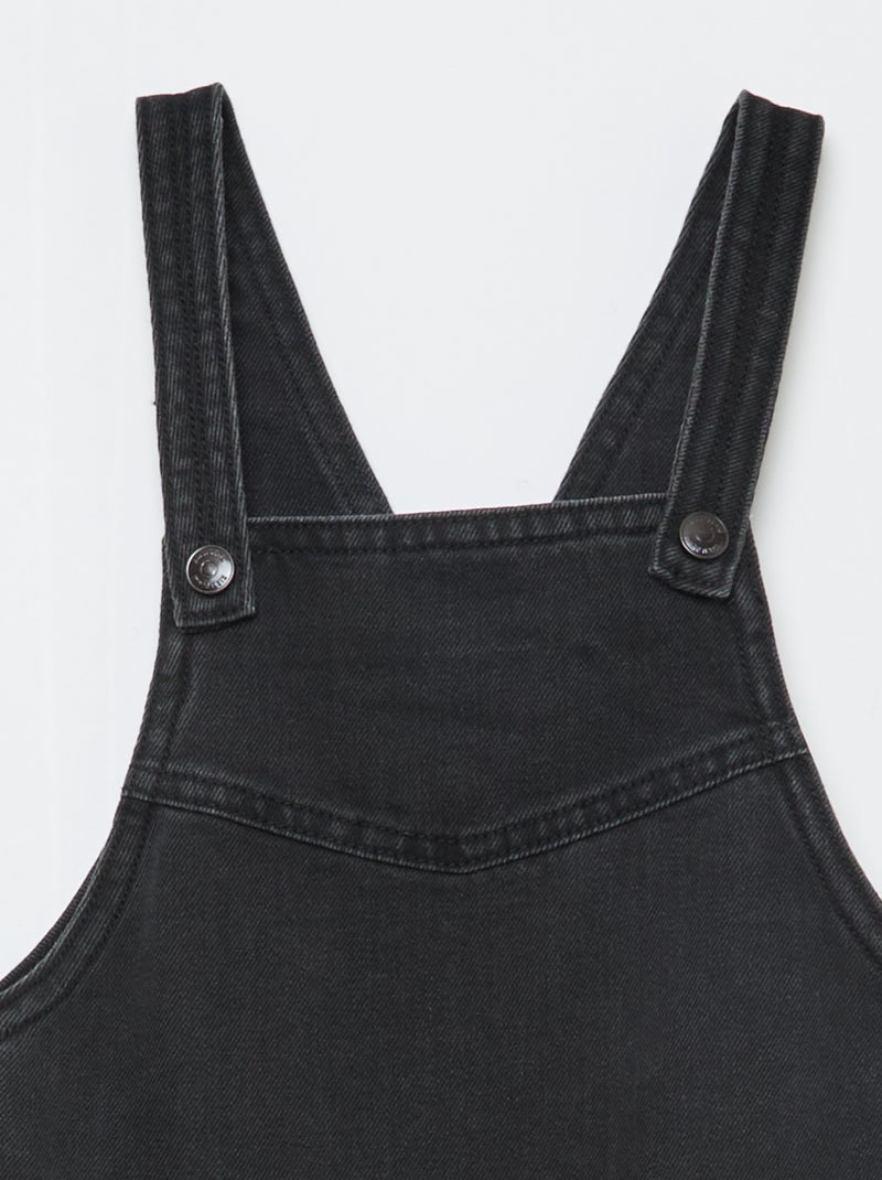 Denim Short Overalls Dress Black - Kiabi