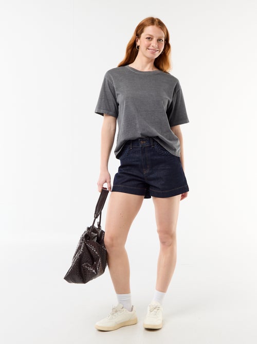 Denim shorts with braided pockets - Kiabi