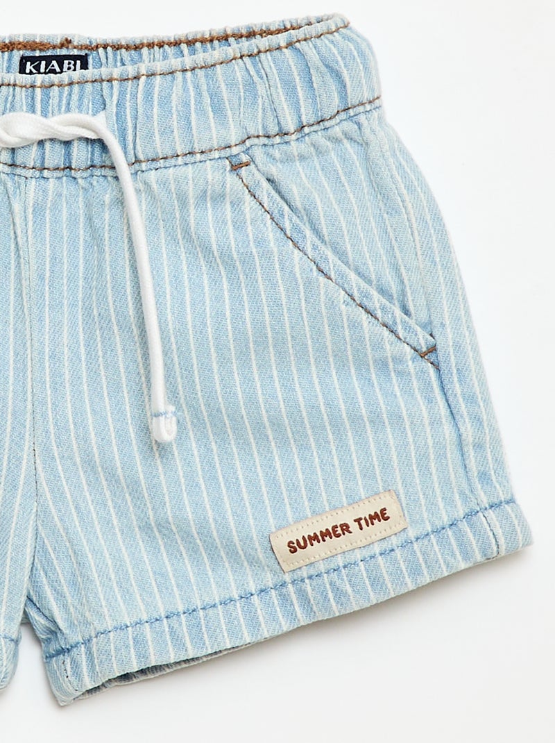 Denim shorts with drawstrings Blue - Kiabi