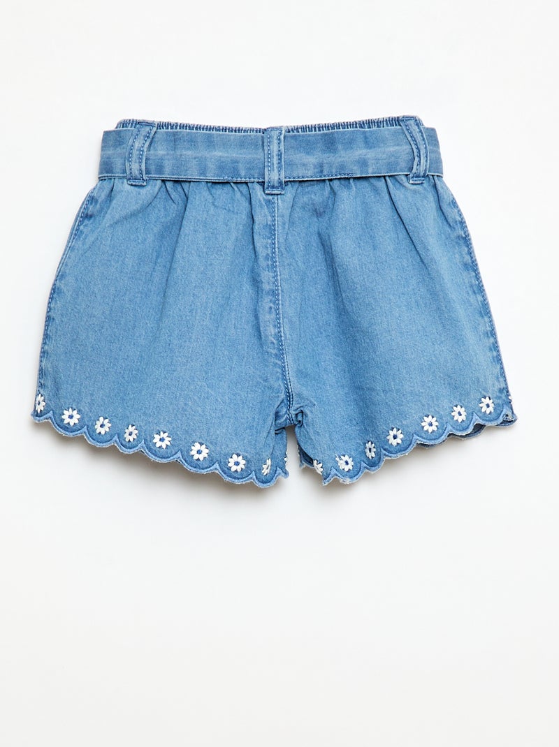 Denim Shorts with Tie Belt Blue - Kiabi