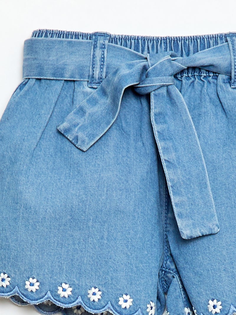 Denim Shorts with Tie Belt Blue - Kiabi