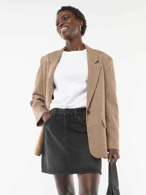 Denim skirt with braided pockets - Kiabi