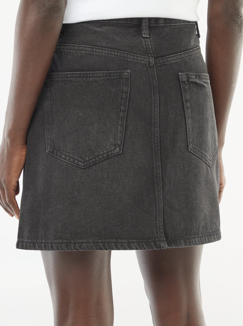 Denim skirt with braided pockets Black - Kiabi
