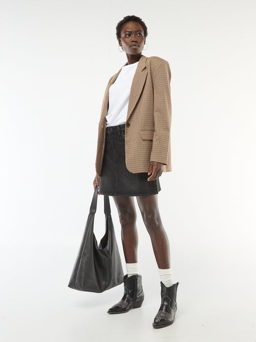 Denim skirt with braided pockets - Kiabi