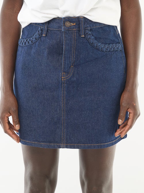 Denim skirt with braided pockets - Kiabi