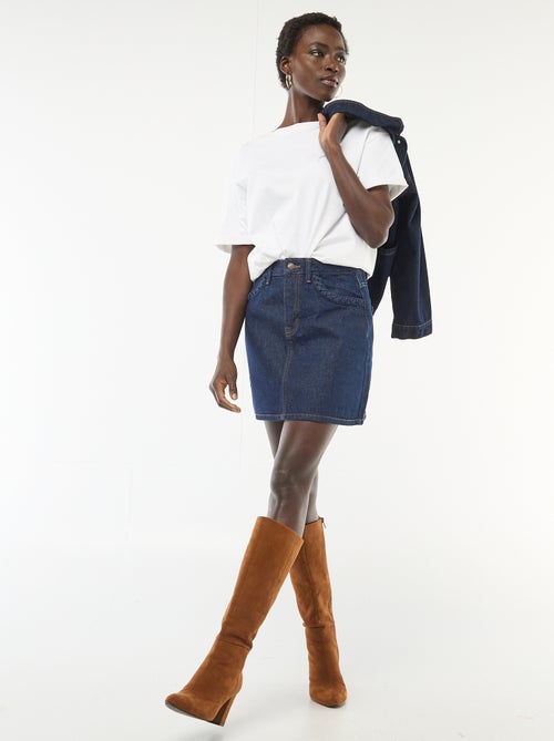 Denim skirt with braided pockets - Kiabi