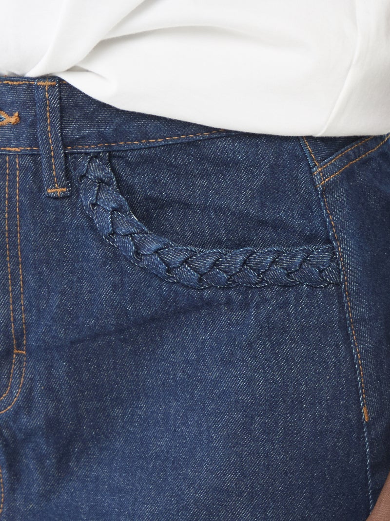 Denim skirt with braided pockets Blue - Kiabi