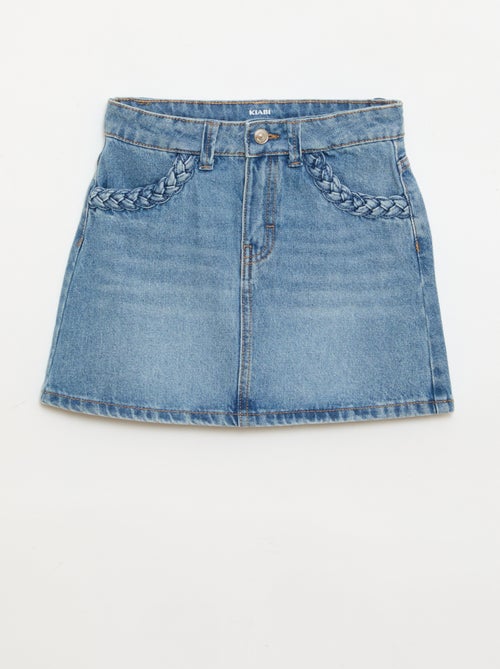 Denim skirt with braided pockets - Kiabi