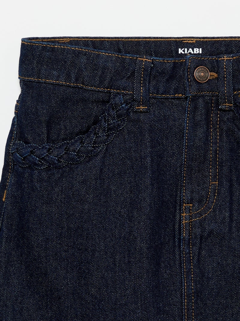 Denim skirt with braided pockets Blue - Kiabi
