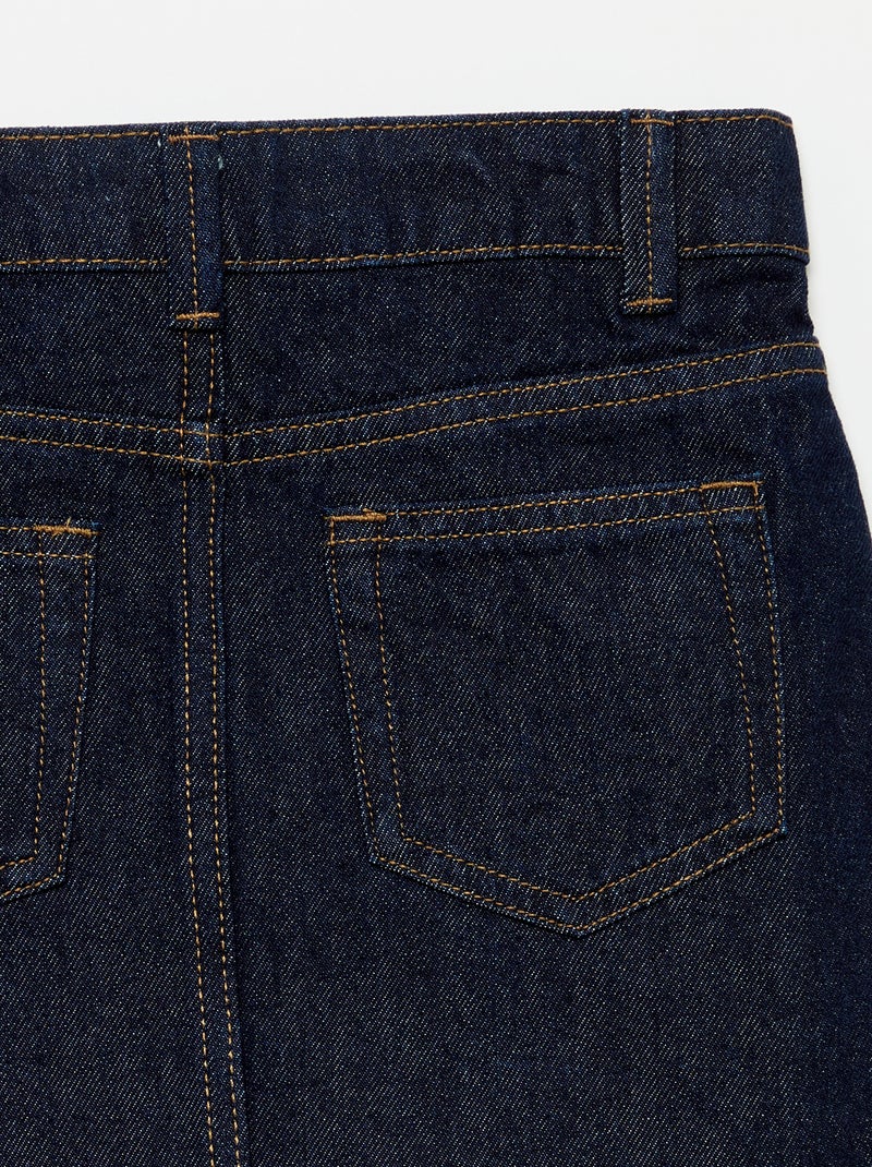 Denim skirt with braided pockets Blue - Kiabi