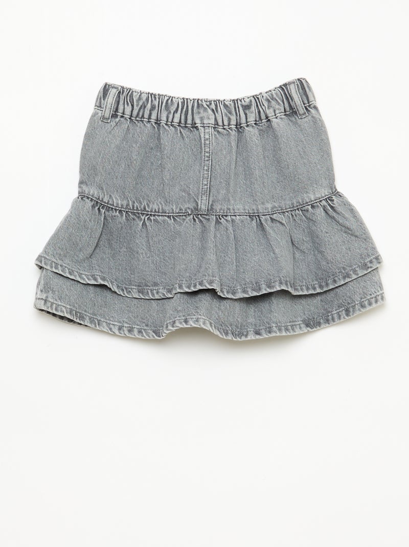 Denim Skirt with Ruffles Grey - Kiabi