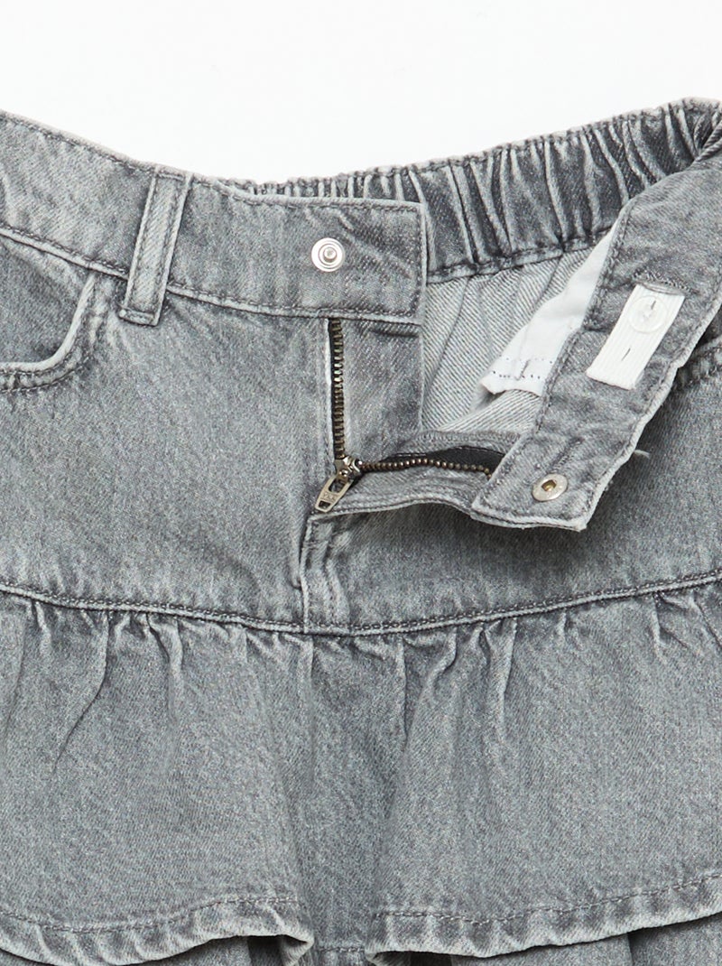 Denim Skirt with Ruffles Grey - Kiabi