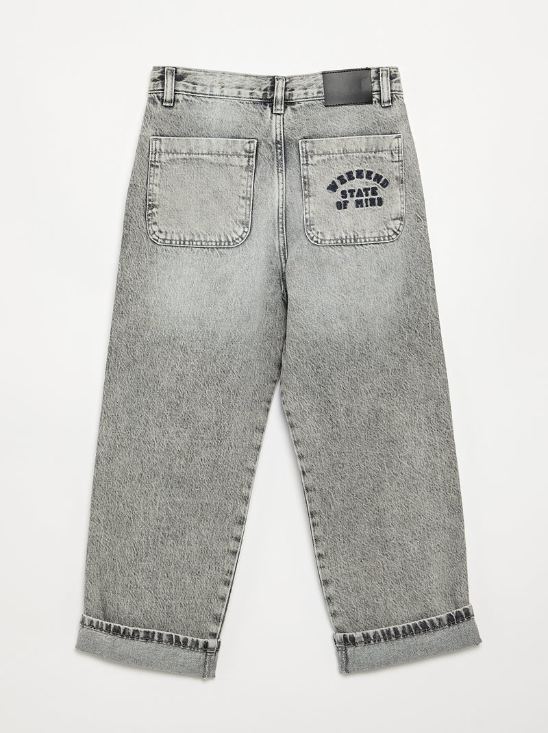 Denim Straight Fit mit 5 Taschen Grau - Kiabi