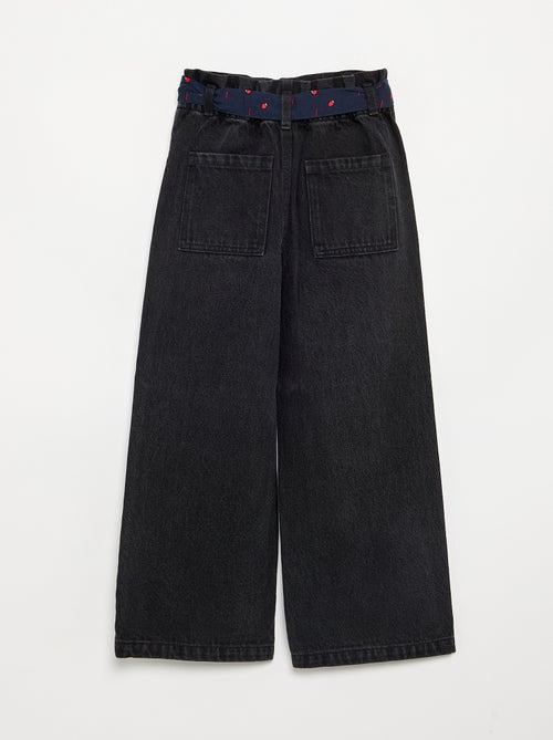 Denim Trousers with Fabric Belt - Kiabi
