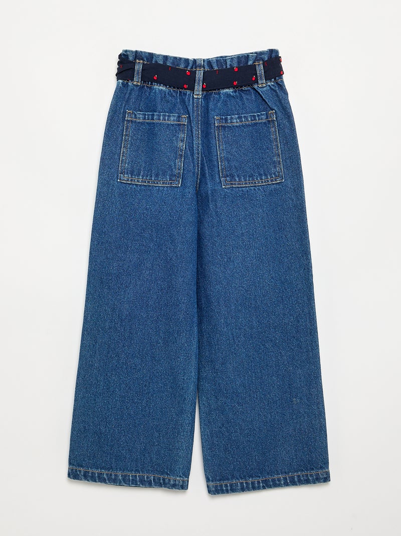 Denim Trousers with Fabric Belt Blue - Kiabi