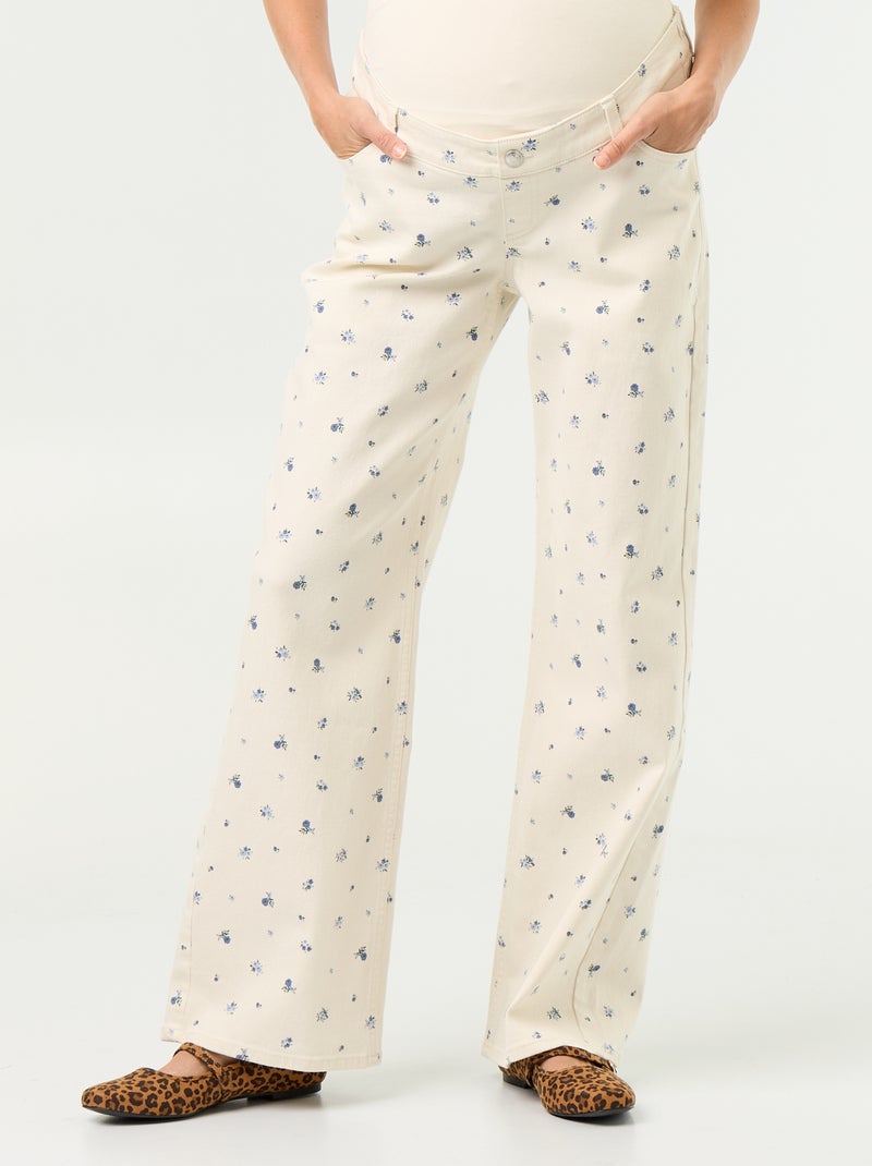 Denim-Umstandshose im Wide-Leg-Schnitt Blanc - Kiabi
