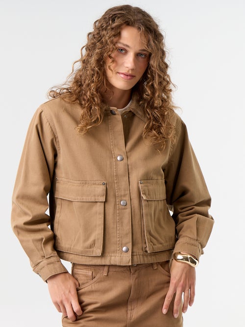 Denim-Workwear-Jacke mit Samtkragen - Kiabi