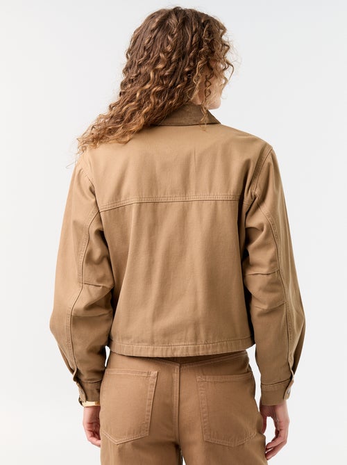 Denim workwear jacket with velvet collar - Kiabi