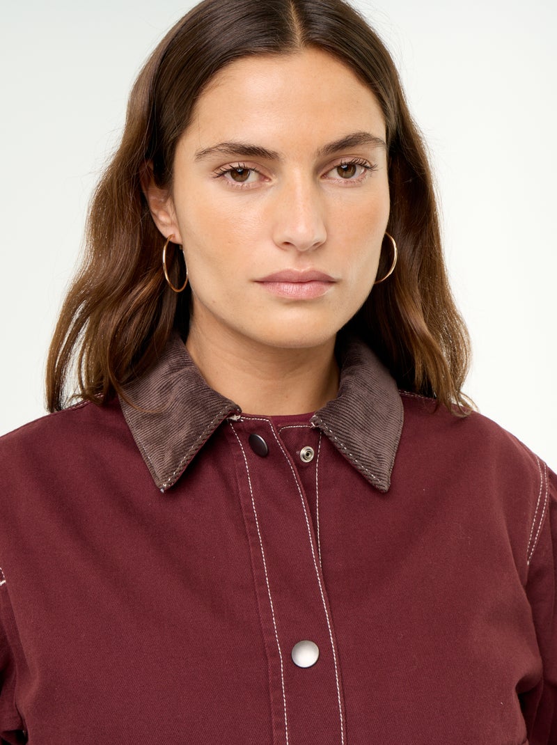 Denim workwear jacket with velvet collar Red - Kiabi