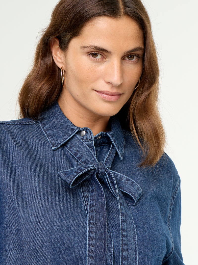 Denimhemd mit Schluppenkragen Blau - Kiabi
