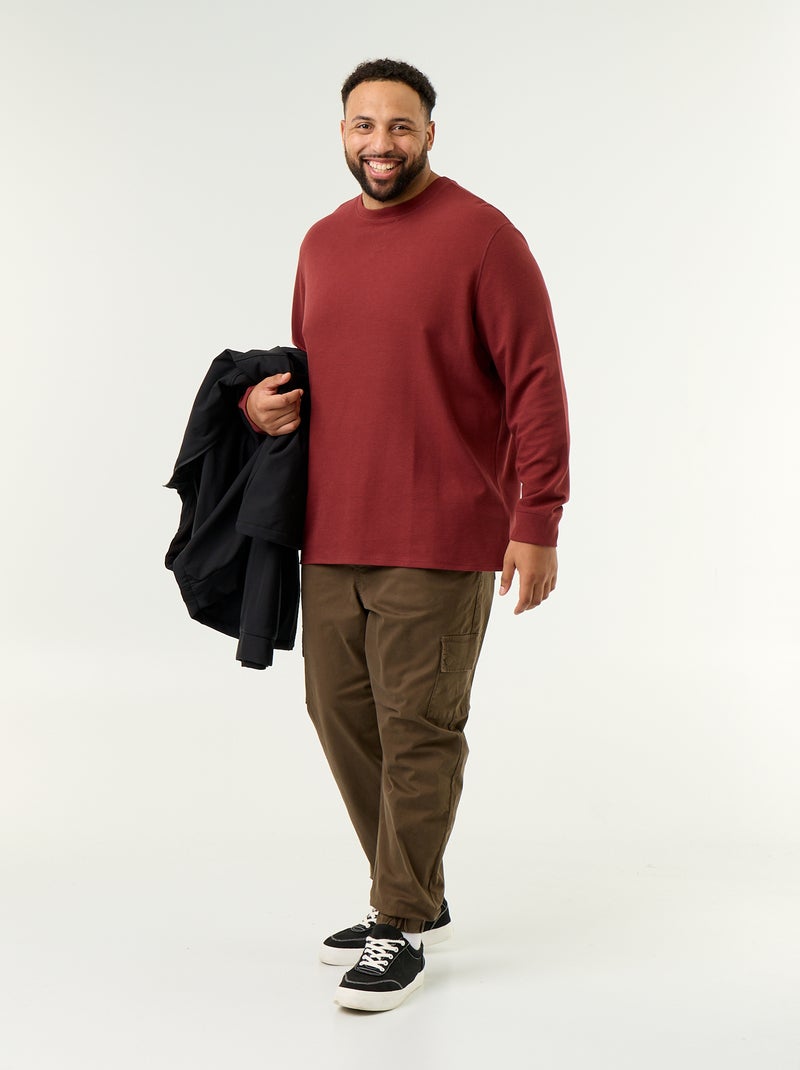Dickes Langarmshirt mit Rundhalsausschnitt Rouge - Kiabi