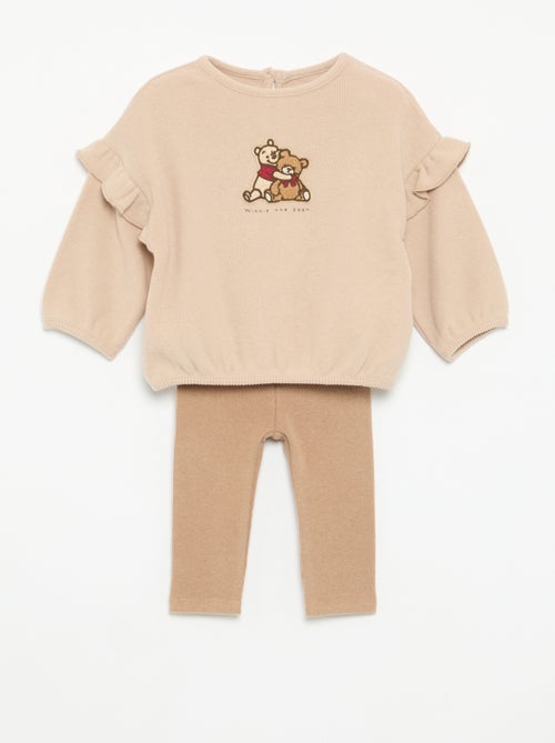 Disney 2-piece set - Ruffled sweatshirt + leggings - Kiabi